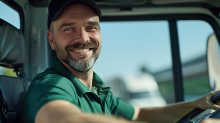 Obraz premium The smiling truck driver