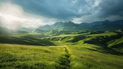 Fototapeta premium Travel theme and landscape photographs, Generative AI.