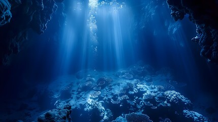 Obraz premium Underwater Volcanic Vent with Vibrant Marine Life in the Depths of the Ocean