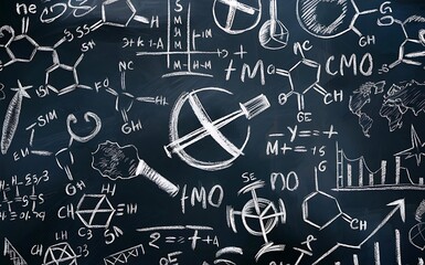 Fototapeta premium Blackboard with math and science by writing on the blackboard.