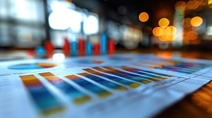 Colorful Bar Graph Data Analysis Business Illustration