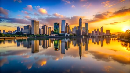 Golden Hour Reflections: A Cityscape Reverie  AI Generated