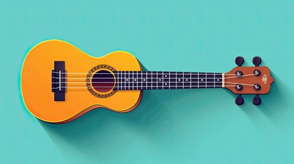 Obraz premium Ukulele, Hawaiian tunes, flat design illustration