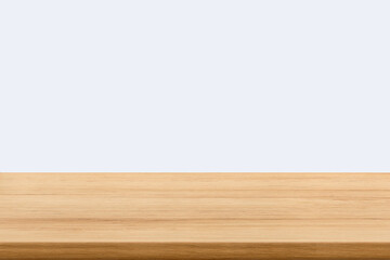 empty wooden table top in foreground isolated on background with clipping path. used for template mock up for display or montage products. showing your objects or mounting. wooden counter.