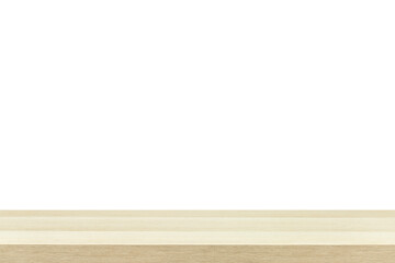 empty wooden table top in foreground isolated on background with clipping path. used for template mock up for display or montage products. showing your objects or mounting. wooden counter.