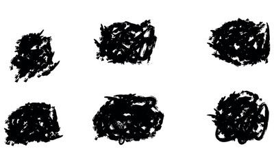 Set of black paint ink brush strokes 