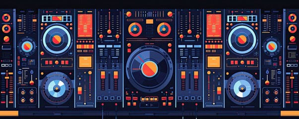 Fototapeta premium DJ mixer, electronic dance music, flat design illustration
