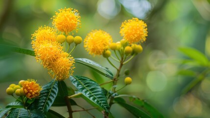 Yellow Flower Cluster in Green Foliage