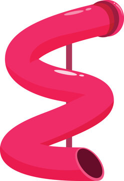 recommend clip art: Pink spiral water slide is standing tall on a white background, perfect for summer fun and amusement parks