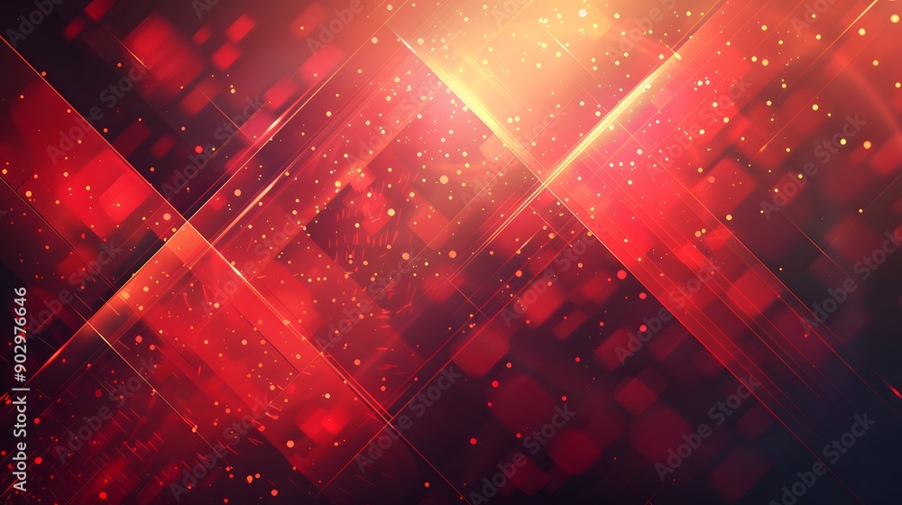 Poster Vibrant Red Abstract Background with Dynamic Light Effects
