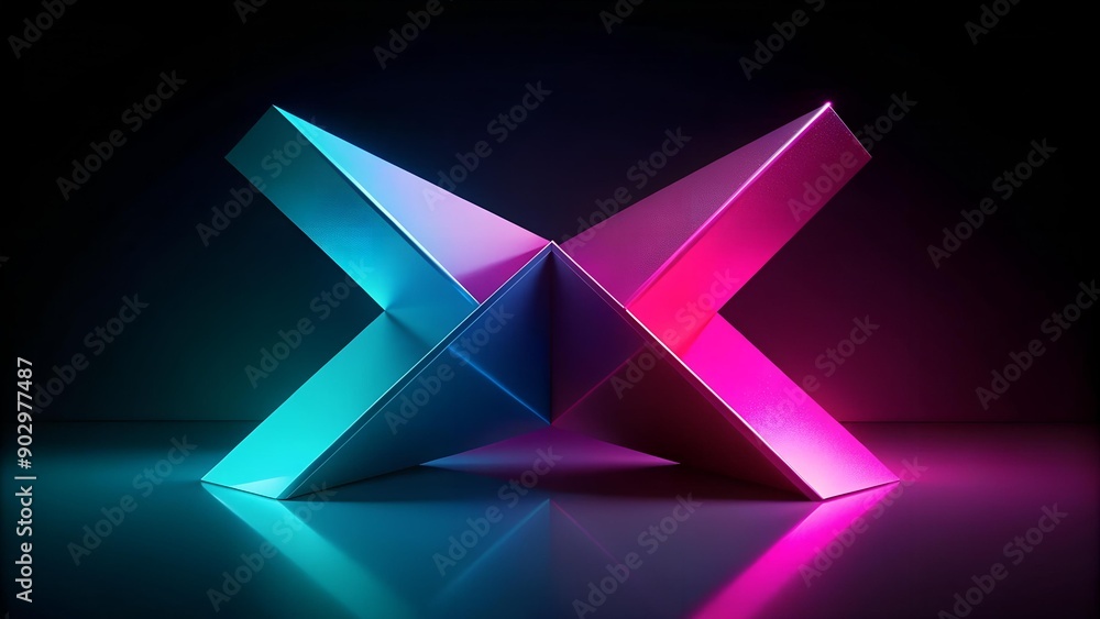 Aufkleber intersecting planes of cyan and magenta in a digital void ai generated