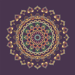 A colorful circle floral mandala design 