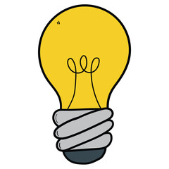 Fototapeta premium Hand drawn cartoon light bulb on a white background.