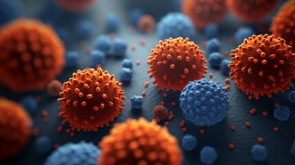 Colorful 3d abstract pathogen model for medical education and research, suitable for in depth study