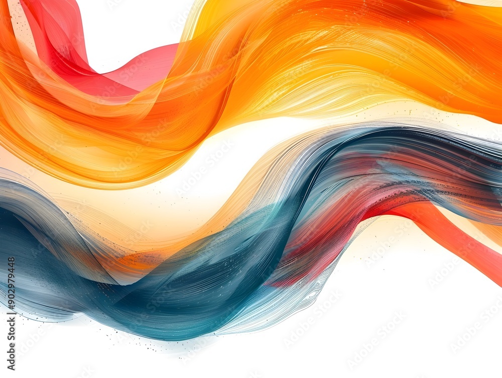 Aufkleber bold colorful abstract frame with dynamic lines and fluid shapes on white background