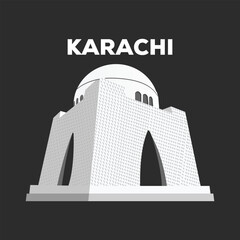 Mazar e Quaid vector illustration. Pakistan national flag. Quaid e Azam mausoleum, Quaid e Azam Mizar and Tomb