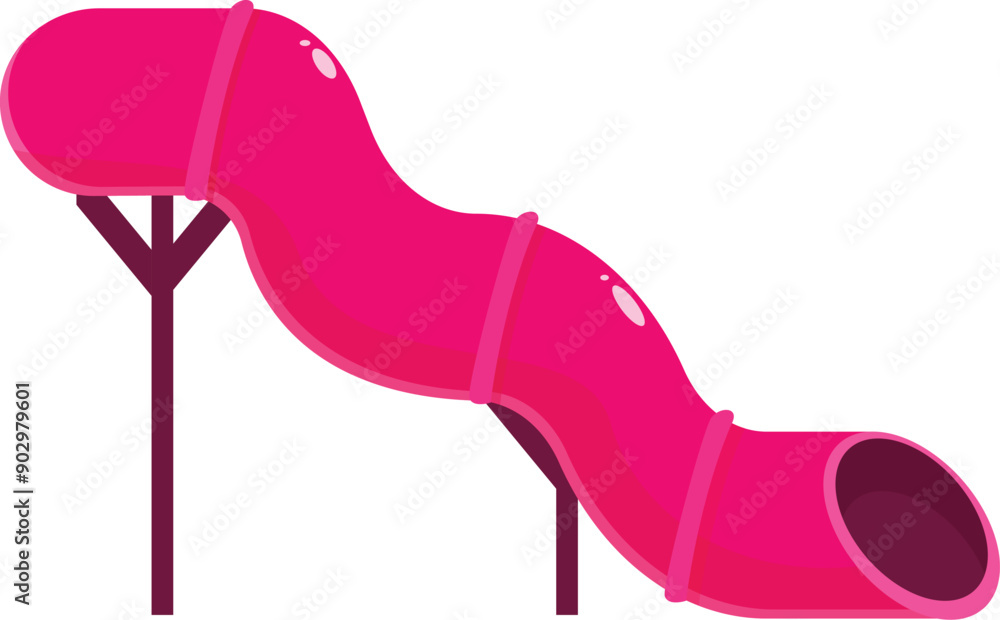 Poster wavy slide extending upward before twisting downward, providing a fun and exhilarating experience fo
