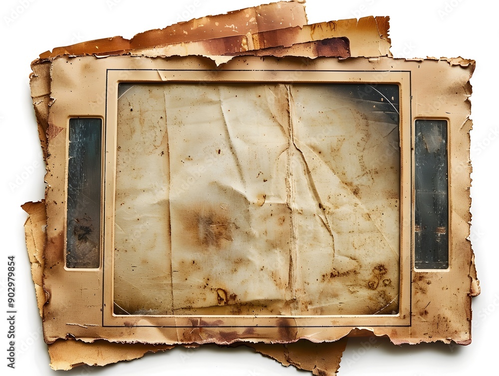 Poster retro frame with nostalgic faded look on isolated background
