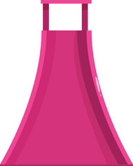 Pink playground slide standing on white background, entertaining equipment for children to slide and have fun