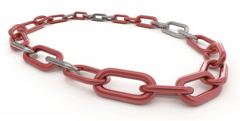 Obraz premium Red and silver links in a chain, strength and connection concept