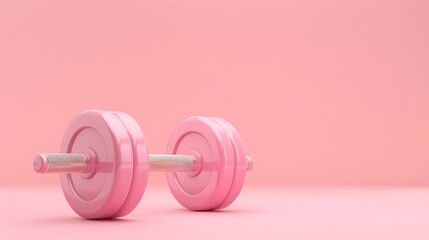 Obraz premium Modern and stylish pink dumbbells are displayed on a pink background, highlighting fitness, health, and exercise