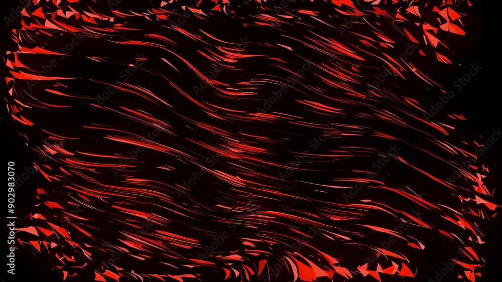 Poster black background featuring vibrant red, wavy, abstract lines. suitable for dynamic and energetic gra