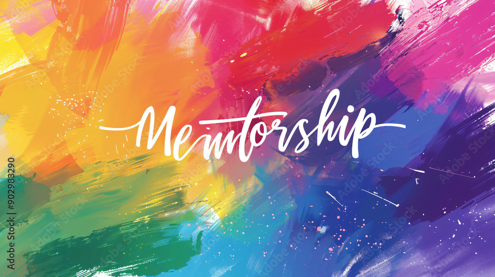 Aufkleber Mentorship word painted on a colorful artistic background expressing concepts of guidance and support
