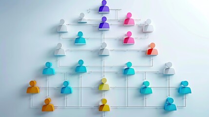 3D Illustration of a Colorful Organizational Chart Depicting Hierarchy and Connections