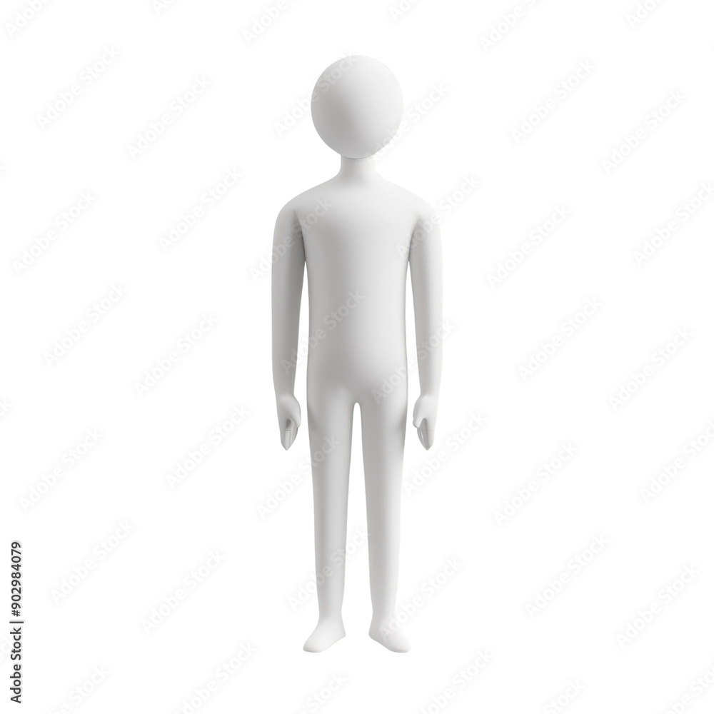Poster 3d rendering of a white, simplistic human figure standing upright. perfect for various conceptual an