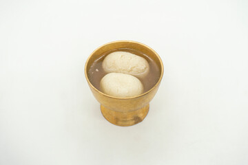 A Bowl of Rasgulla Indian Sweet Cottage Cheese in Syrup for Diwali