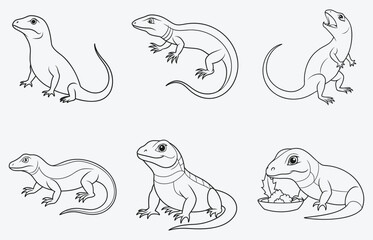 Majestic Monitor Lizard Line Art Collection