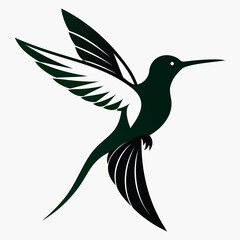 Silhouette Flying Hummingbird vector illustration with white background, Vector Birds Collection
