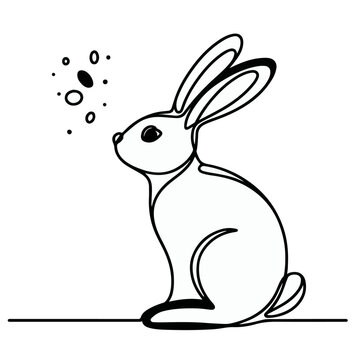 recommend clip art: easter single bunny continuous line art, Rabbit line art icon. Abstract outline rabbit