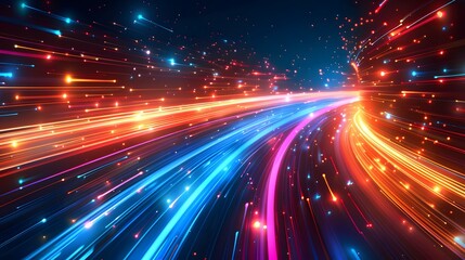 Obraz premium Vibrant Light Trails in a Cosmic Journey