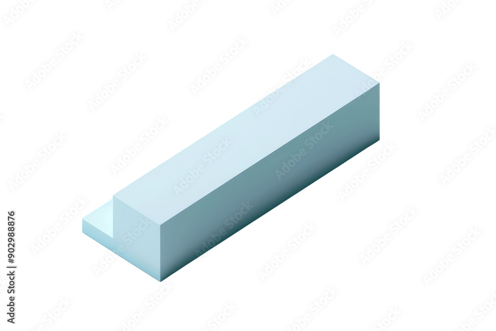 Poster minimalistic rectangular 3d geometric shape in light blue, isolated on a transparent background. ide