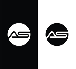AS monogram letter logo design in circle