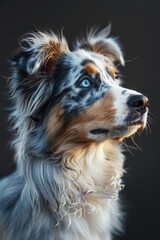 Fototapeta premium Australian Shepherd Dog in Tall Grass