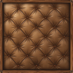 The Leather upholstery in a wooden frame isolation, Illustration