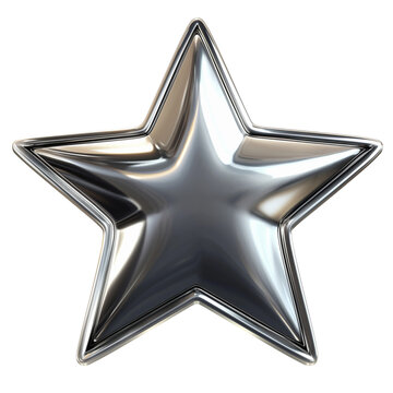 3d silver star with transparent background
