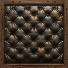 Fototapeta premium The Leather upholstery in a wooden frame isolation, Illustration