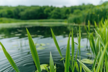 Obraz premium A wetland with a variety of bird species, balanced habitat, natural water filtration