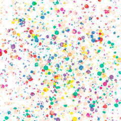 Bright colorful watercolor splashes on a white background. Modern bright watercolor stain. Rainbow trendy isolated design on white.
