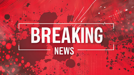 Breaking News Background with Red Abstract Design and Bold Text