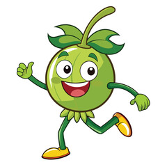 Fototapeta premium a funny dancing Gooseberry , cartoon character, vector illustration, isolated white background 