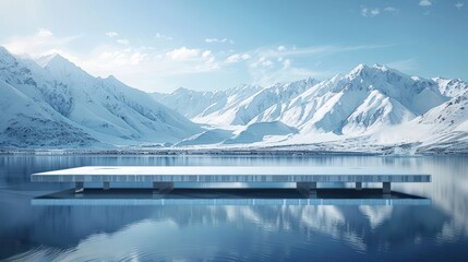 Obraz premium A large body of water with a pier in the middle