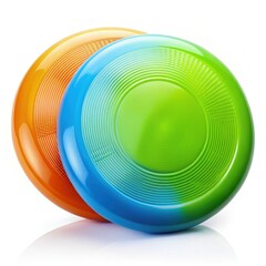 Couples Enjoying Fun With Matching Colorful Frisbee Set on a Sunny Day Outdoors. Generative AI