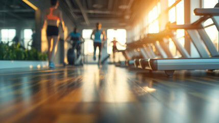 Obraz premium Cardio Workout Session in Gym with Treadmills