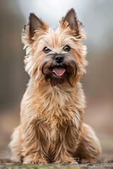 Happy Cairn Terrier Sitting Outdoors