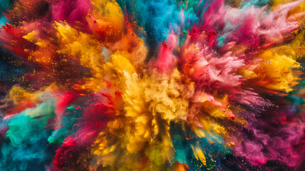 Fototapeta premium Abstract bright background. A multi-colored explosion of bright colors, creating a dynamic visual effect. Holi holiday.