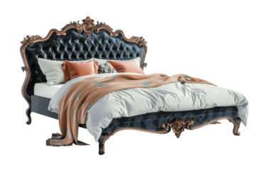 Beautiful bed design isolated on transparent background